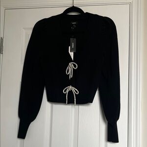 Express Black Sweater with Silver Bow Details